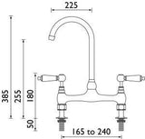 Traditional Kitchen Bridge Mixer Tap - Porcelain Levers - October Sale - Half Price !