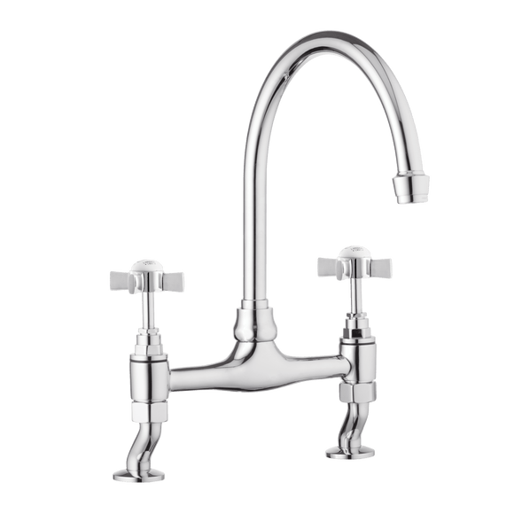 Traditional Kitchen Bridge Mixer Tap - Cross Handles - May Sale - Half Price !