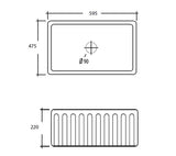 Fluted Butler Sink - 595 x 475 x 220mm